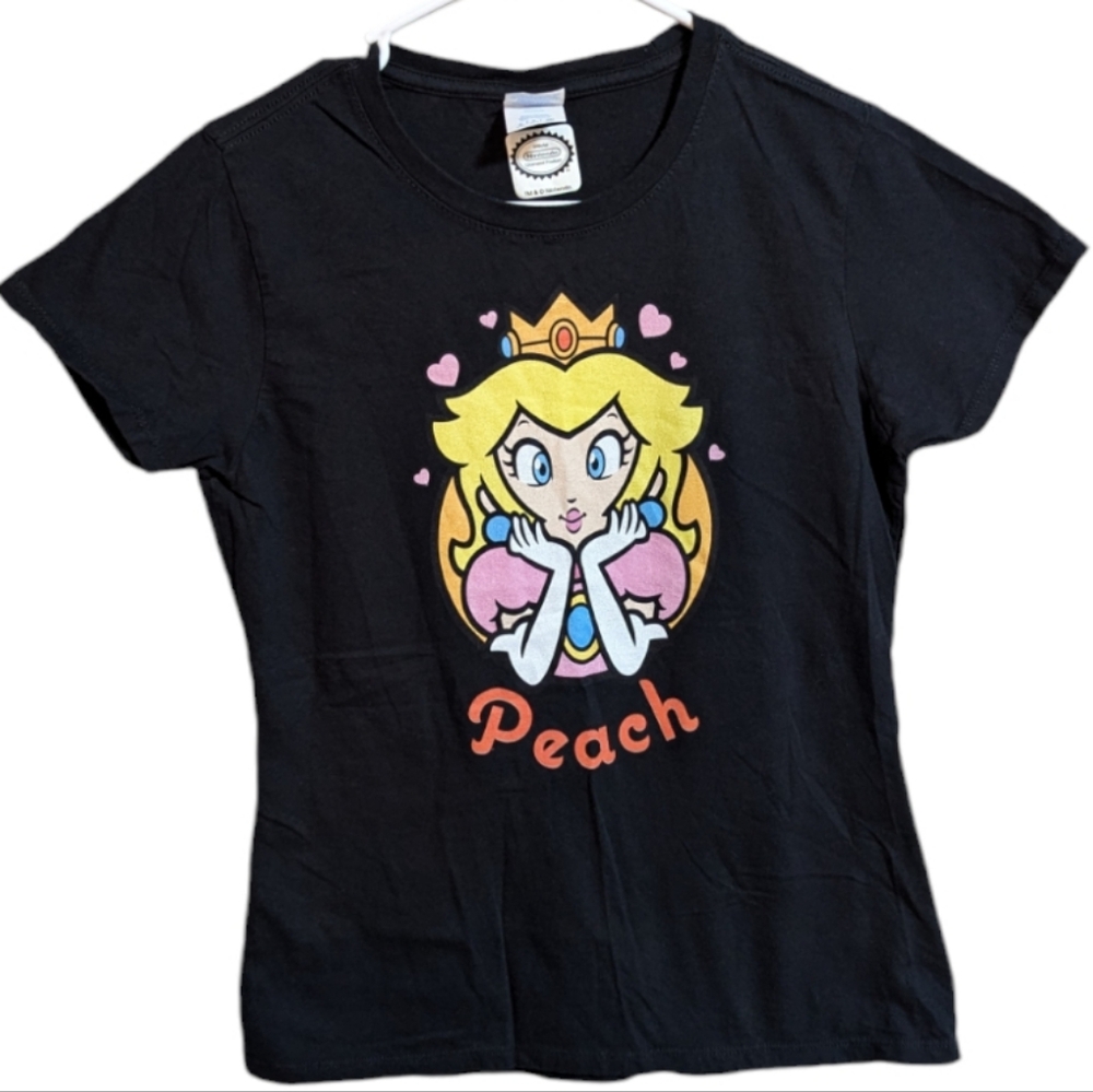 Nintendo Mario bros. women's Black Princess Peach Shirt, size small w- 165